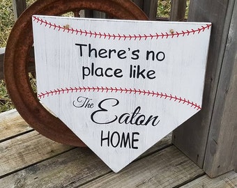Baseball Sign - Homeplate Sign - Front Door Decor - Softball Sign - Last Name Wood Sign - Family Name Sign - Wooden - Gift for Friends