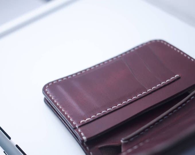 Horween Leather Middle Wallet/ Middle Leather Wallet/Trucker Wallet/Mens Biker Wallet/Bifold Leather Wallet