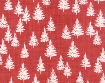 Christmas Tree Fabric, Red Christmas Fabric, Winterberry Fabric, Kate & Birdie Co., Moda Fabrics, Modern Christmas Fabric, 13143 17
