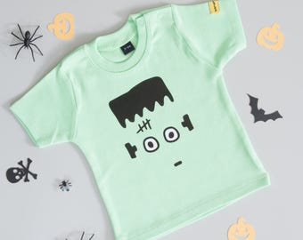 Frankenstein T Shirt|Halloween T Shirt|Halloween|Frankenstein|Green T Shirt|Kids Top|Monster T Shirt|Baby T-Shirt|T-Shirt|Ethical Clothing