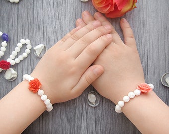 Flower girl bracelet Baby shower gift Mother Daughter gift bracelet mom daughter Kid bracelet Childs bracelet Flower bracelet baby bracelets