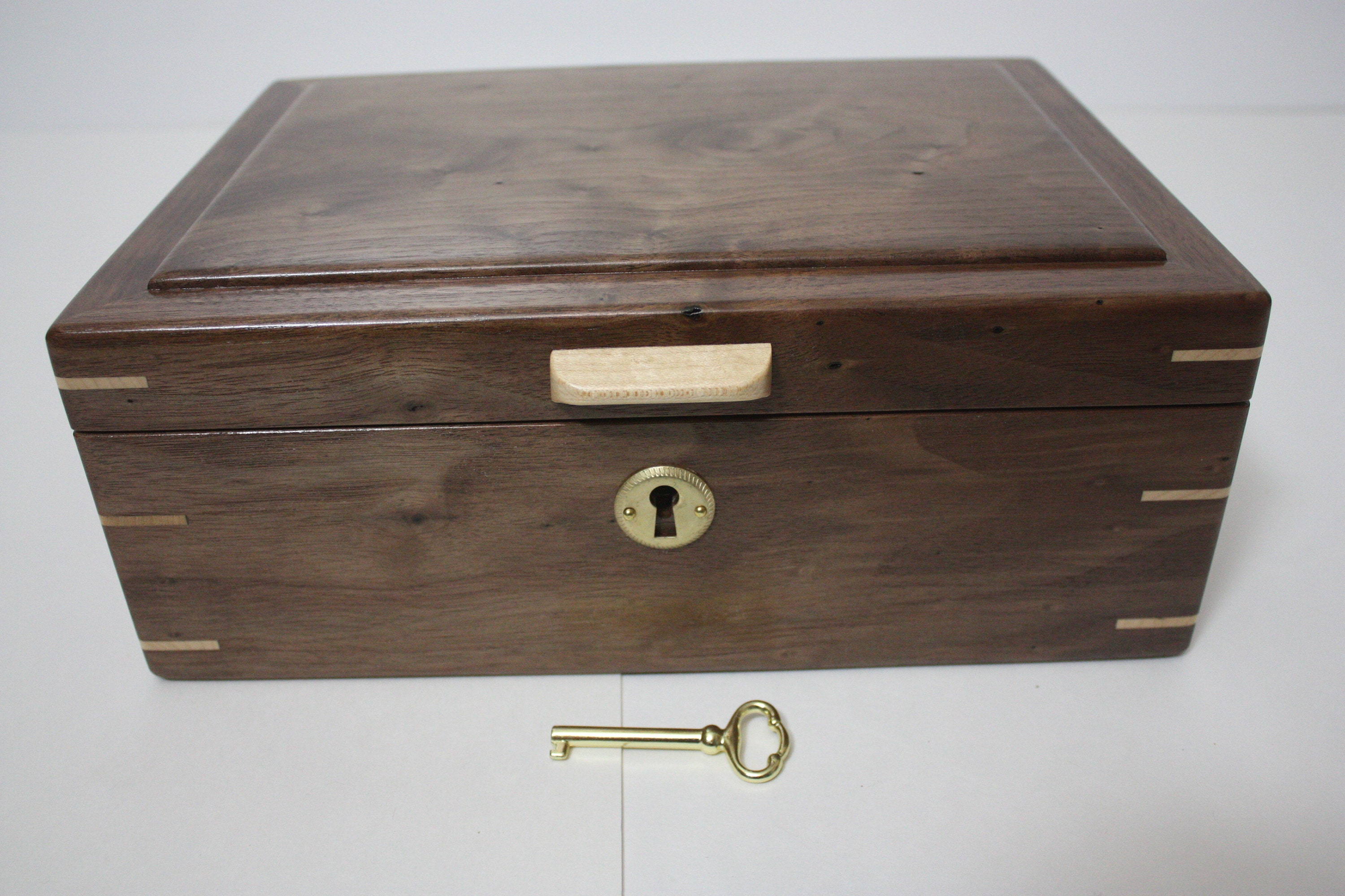 Handmade Locking Walnut Box For Sale