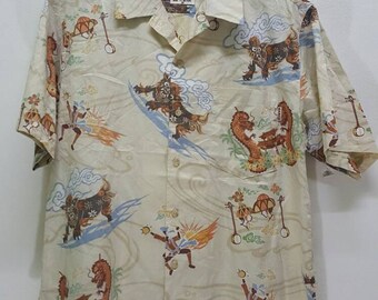 Vintage Mango button down dragon yiger sukajan shirt