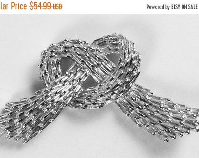 Storewide 25% Off SALE Elegant Vintage CROWN TRIFARI signed rhodium plated bow shaped stunning brooch