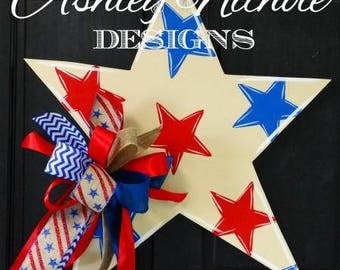 Star-Neutral Tones Door Hanger, Door Decoration, July 4 Decoration, Memorial Day Decoration