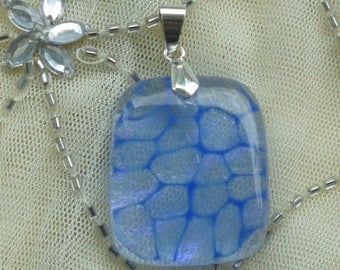 Fused Glass Pendant. Blue Glass Pendant. Bubbles Fused Glass Necklace