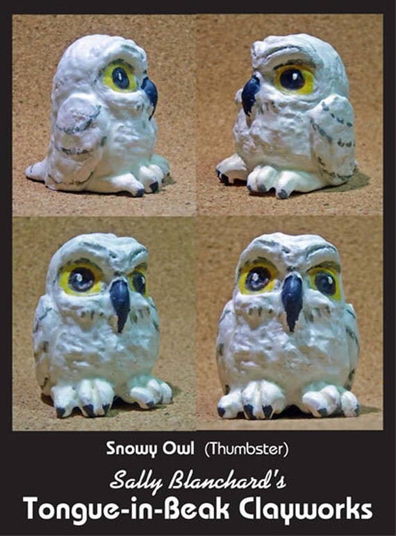Snowy Owl - Sally Blanchard's Tongue-in-Beak Clayworks "Thumbster"