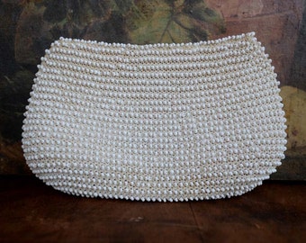 Cute beaded White Clutch Purse