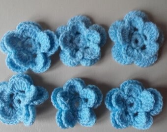 set of 6 crochet flowers, crochet flowers, appliques, craft supplies, sewing supplies, ready to ship