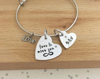 personalized couples bracelet, jewelry, long distance relationship bracelet, Army wife, Navy, Marine Girlfriend, Air Force Wife, miss you