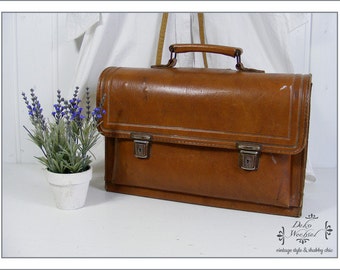 Bolso de cuero Vintage / bolsa de médico de Francia