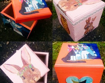 Wooden keepsake box,wooden box, decoupage box, home decor, hand decorated box, hand painted box *MADE TO ORDER *