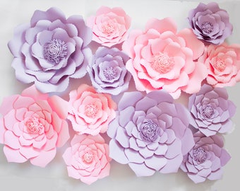 12 Large Pink Paper Flowers, Ceremony Decor, Wedding Backdrop, Giant Lilac Flowers, Arch Flowers, Christening, Bridal Shower, Baby Shower