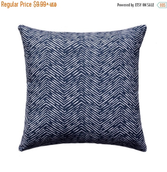 23x23 pillow cover Navy Pillow ThePillowCoverStore Blue Herringbone by Decorative