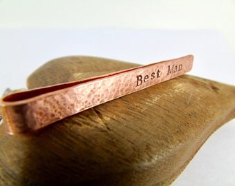 Copper Tie Clip Textured surface and Hand Stamped Great Boyfriend Wedding Gift for Groom, Ushers, Best Man and Groomsmen in Gift Box