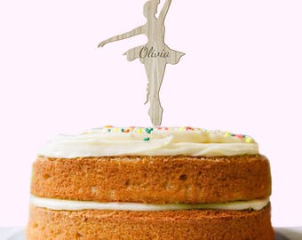 Personalised Birthday Cake Topper, Ballerina Cake Topper, OAK WOOD, Kid's Cake Toppers, Ballet Gift, Girls Birthday Cake Decoration