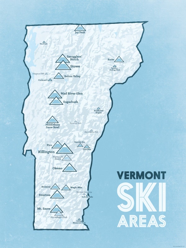 Vermont Ski Resorts Map 18x24 Poster by BestMapsEver on Etsy