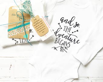 Adventure Begins, Baby Clothing, Infant Bodysuit, Baby Shower Gift, New Baby Gift, Unisex Baby Clothing, Newborn Baby Boy Girl, Custom Top