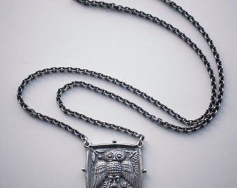 UNIQUE - Sterling Silver Owl Coin Necklace, 925 Owl Coin Pendant, Silver Owl Coin Tetradrachm, Silver Owl Coin Amulet,Owl Necklace, Owl Coin