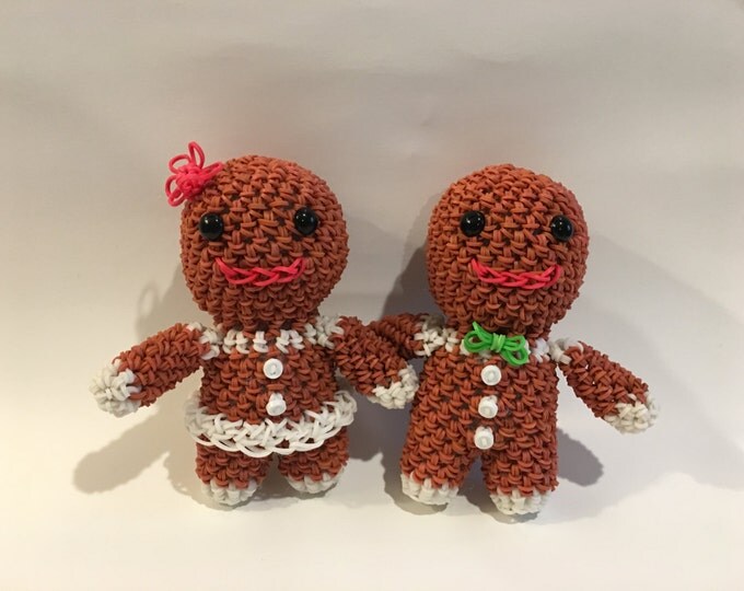 Gingerbread Man/Girl Rubber Band Figure, Rainbow Loom Loomigurumi, Rainbow Loom Holiday