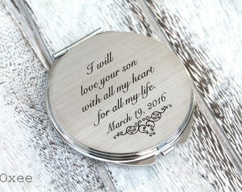 Personalized engraved pocket mirror | compact mirror | wedding gift | mother of the groom gift from bride | birthday