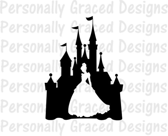 SVG DXF EPS Cut file Princess as Cinderella in Castle