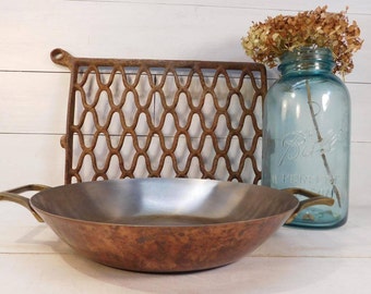 Vintage Paul Revere Copper Cookware Pan, Brass Handles, Paul Revere Copper, Farmhouse Chic, French Country