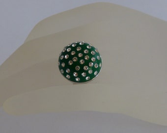 Ring emerald green polymer clay with chatons