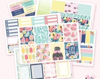 Hello Summer - 6 sheets sticker kit for Erin Condren, Happy Planner