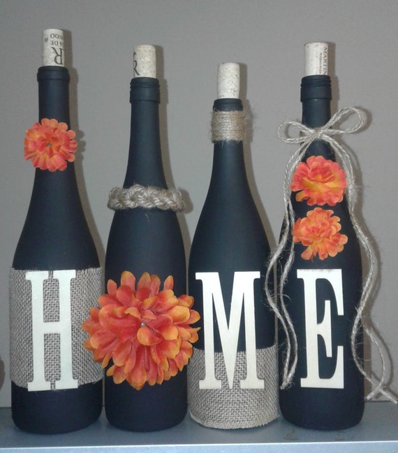 orange mum wine set, wine bottle craft, wine bottles craft, rustic, wine bottles, burlap, twine, house warming gift, wine bottle crafts