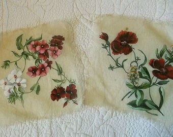 Vintage Hand Painted Gauze Squares