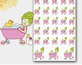 Bath Stickers, Tub Stickers, Bathtub Stickers, Me Time Stickers, Bubble Stickers, Shower Sticker, Shower Planner, Pamper, Relax Sticker