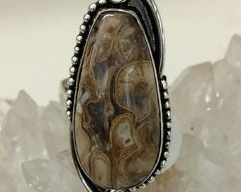 CLEARANCE *Rockchalce Fossil Ring Size 8