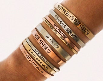 Fast Shipping/ Personalized Cuff Bracelet, Custom Coordinates, GPS Bracelet, Stacking Bracelets, Engraved Cuff, Gold Cuff, Name Bracelet