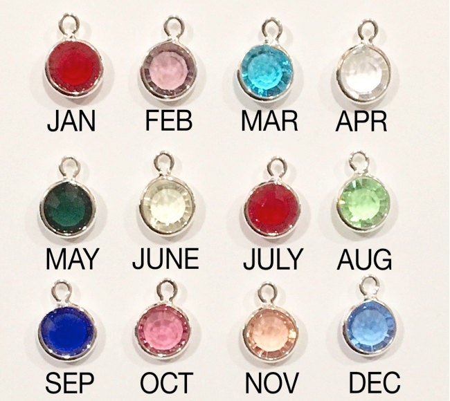 12 peaces total Real Crystal Birthstone Charm January to