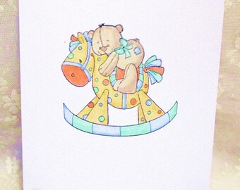 Baby Rocking Horse Card: Add a Greeting or Leave Blank