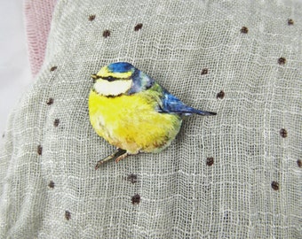 Blue Tit Bird Brooch