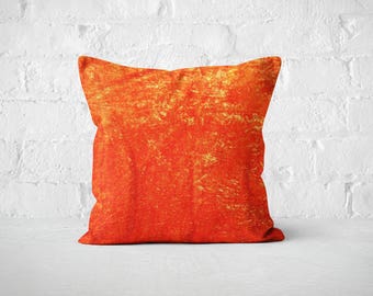 Orange Velvet Throw Pillow | Plush Dorm Velvet Cushion | Orange Cushion | Designer Pillow