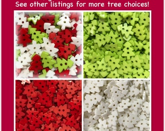 20 or 40 Christmas tree buttons, red white and green plastic buttons, novelty buttons, scrapbooking, sewing, crafts, Christmas buttons 17mm