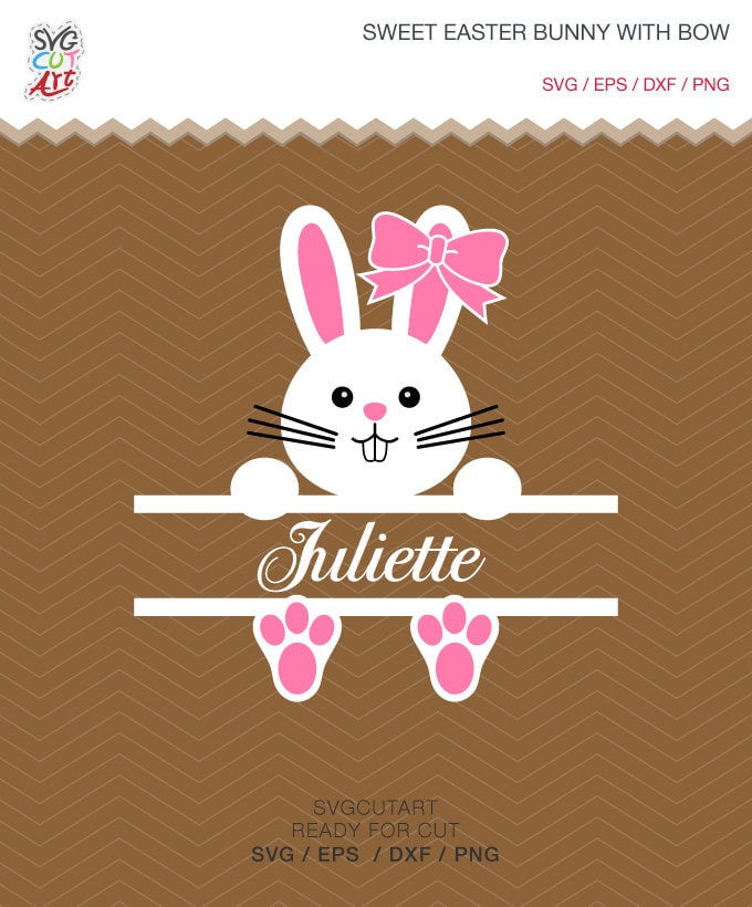 Sweet easter bunny Split Bow Frame rabbit DXF SVG Cut File ...