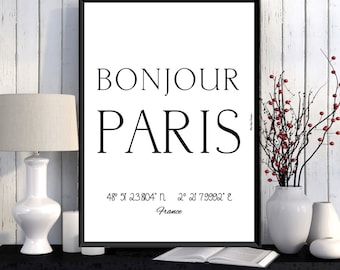Paris Poster, Paris print, Wall Art decor, Paris city print, City poster, Paris printable, Typography print