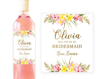 Will you be my Bridesmaid Gift Ideas, Bridesmaid Proposal Gift, Asking Bridesmaid Gift, Bridesmaid Wine Labels, Custom Personalized BM004