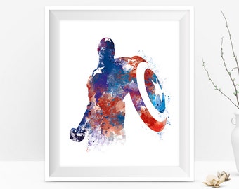 Captain America Wall Art captain america art | etsy Captain America Wall Art captain america art | etsy