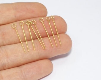 21mm Gold Tone Eye Pins, Golden Brass Eye Pins, sku/BKT17