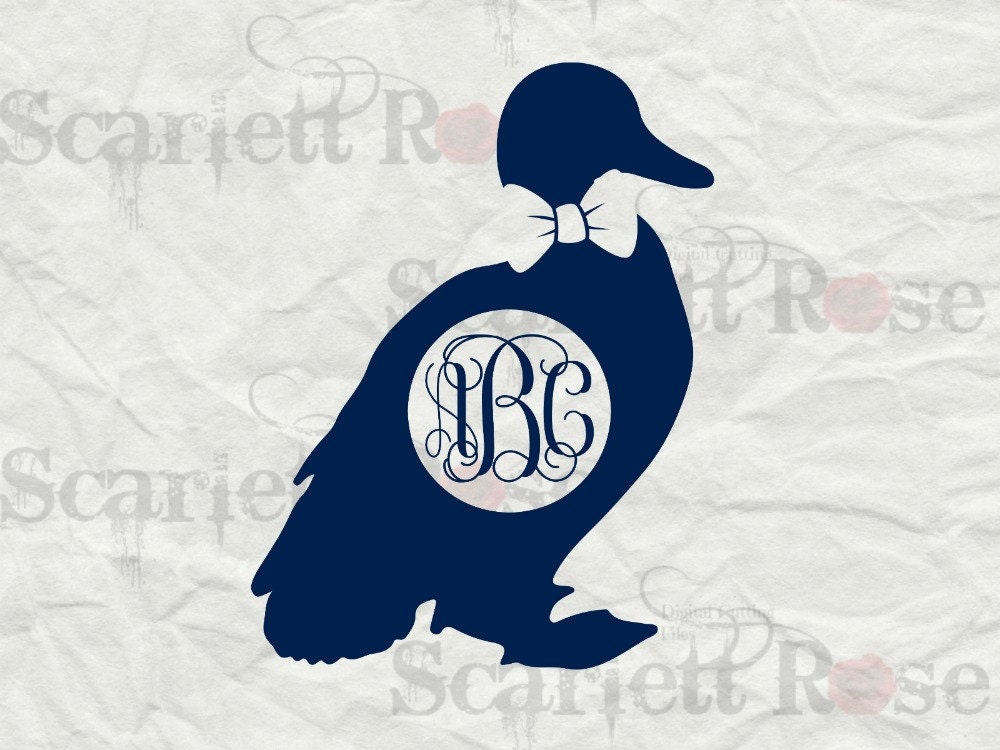 Monogram Boy Duck with Bow Tie SVG cutting file clipart in