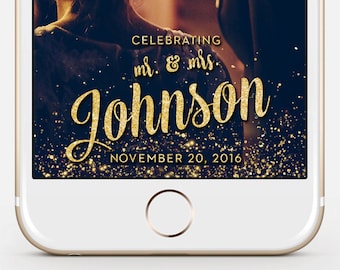 LIMITED TIME! Custom Snapchat Sparkle Gold Wedding Geofilter, Photo filter, Mr. and Mrs. Wedding filter, GeoFilter,Wedding Geofilter