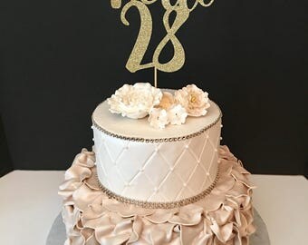ANY NUMBER Gold Glitter Hello 28 Cake Topper 28th Birthday Any Number ANY NUMBER Gold Glitter Hello 28 Cake Topper 28th Birthday Any Number