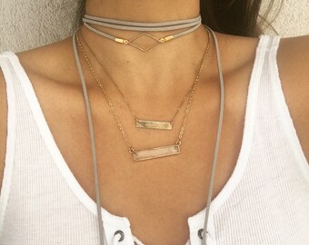 Open diamond wrap choker.