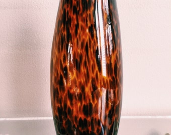 Vintage 11" Burnt Tortoise Glass Vase