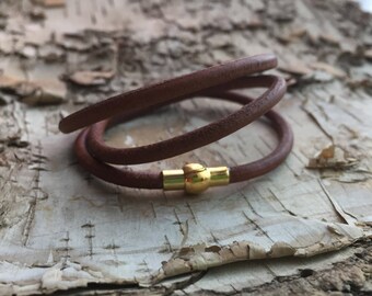 Brown leather ,Mens jewelry, mens bracelet,gift for him, Edgy jewelry, pirate jewelry, Leather cuff, wraparound bracelet, boyfriend gift